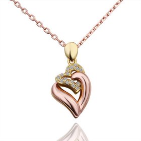 Wholesale Romantic Rose Gold Plated Necklace Heart Necklace For Women Cubic Zircon Pendant  Valentine's Day Gift TGGPN068