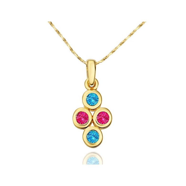Wholesale Newest Arrival delicate Gold Color Multicolor Cubic Zirconia four Round Necklace Pendants for Women Fashion Jewelry TGGPN099