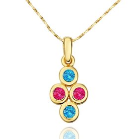 Wholesale Newest Arrival delicate Gold Color Multicolor Cubic Zirconia four Round Necklace Pendants for Women Fashion Jewelry TGGPN099