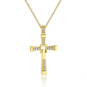 Wholesale Fashion Cross Pendants Dropshipping Gold Color Crystal Jesus Cross Pendant Necklace For Men/Women Jewelry TGGPN125