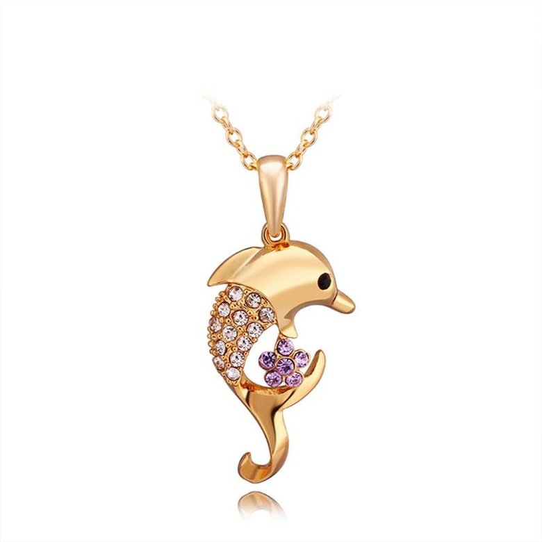 Wholesale Cute animal necklace gold color dolphin pendant clavicle chain For Women fine jewerly gift TGGPN135