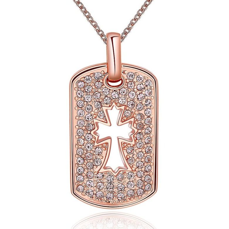 Wholesale Casual/Sporty Rose Gold Cross CZ Necklace New Arrival Jesus Cross Pendant For Men Women Chain Necklace Fine Party Jewelry TGGPN177