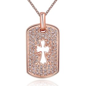 Wholesale Casual/Sporty Rose Gold Cross CZ Necklace New Arrival Jesus Cross Pendant For Men Women Chain Necklace Fine Party Jewelry TGGPN177