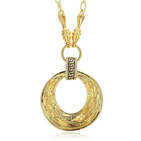 Wholesale Fashion 24K Gold Round Planet Zircon Necklace Pendant Timeless Charm With Distinctive Design For Women Fine Jewelry Gift TGGPN425