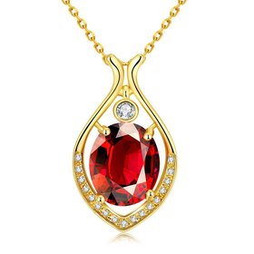 Wholesale Fashion water drop Red Big AAA Cublic Zircon 24K Gold Plated Color necklace High Quality For Women Party Accessories TGGPN037