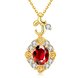 Wholesale Red Rhinestone oval Pendant Necklace for Women Girls 24 Gold necklace elegant wedding Jewelry TGGPN530