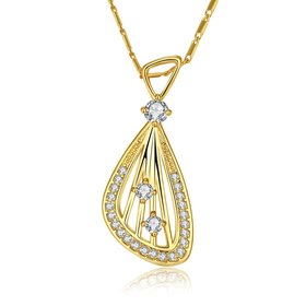 Wholesale Romantic 24K Gold Geometric CZ Necklace fan shape hollow delicate lady's Necklace Glamorous fashion jewelry TGGPN041