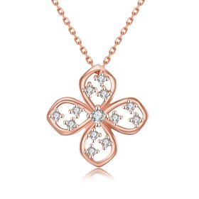 Wholesale Rose gold color Crystal Pendants Necklace Women  Clover Choker Jewelry Trendy Necklaces Upscale Valentine's Day TGGPN055