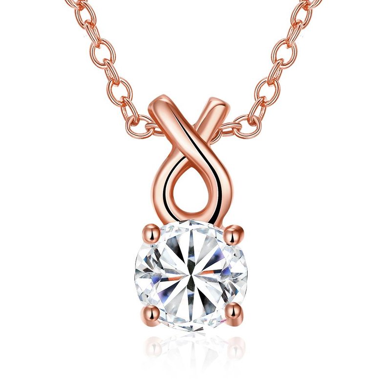 Wholesale Trendy Rose Gold Round CZ Necklace Lovely Rhinestone Circle Necklace Women Jewelry Gift TGGPN057