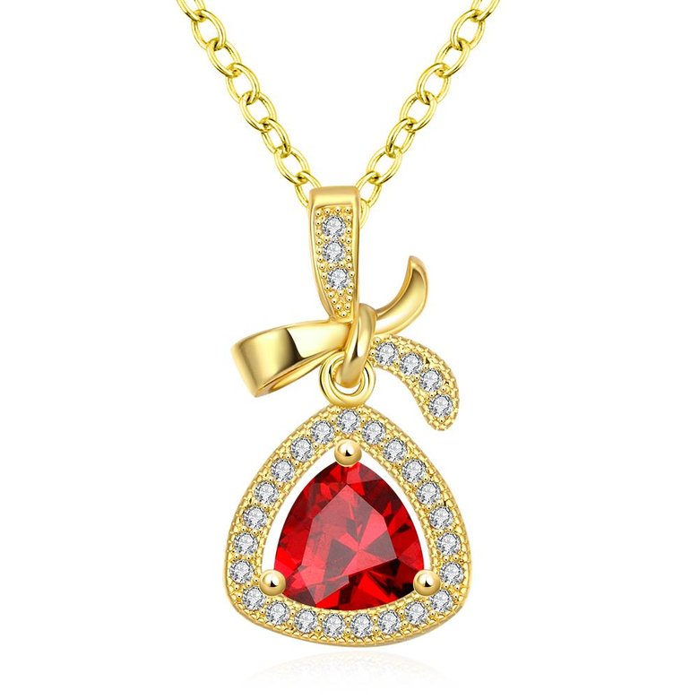 Wholesale Red Rhinestone triangle Pendant Necklace for Women Girls 24 Gold necklace elegant wedding Jewelry TGGPN156