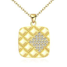 Wholesale Fashion 24K gold plated Square Pendant Necklace For Women Charm Female Full CZ Jewelry Necklace TGGPN008