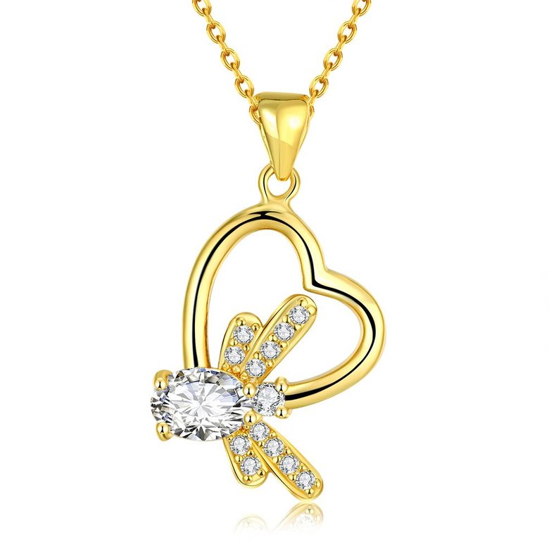 Wholesale Fashion romantic shiny Cubic Zirconia Necklace Gold Color butterfly pendant Necklace Gifts For Women jewelry TGGPN161