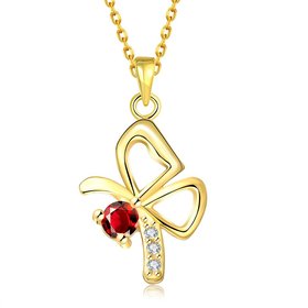 Wholesale Fashion romantic shiny red Cubic Zirconia Necklace Gold Color butterfly pendant Necklace fine birthday Gifts For Women jewelry TGGPN172