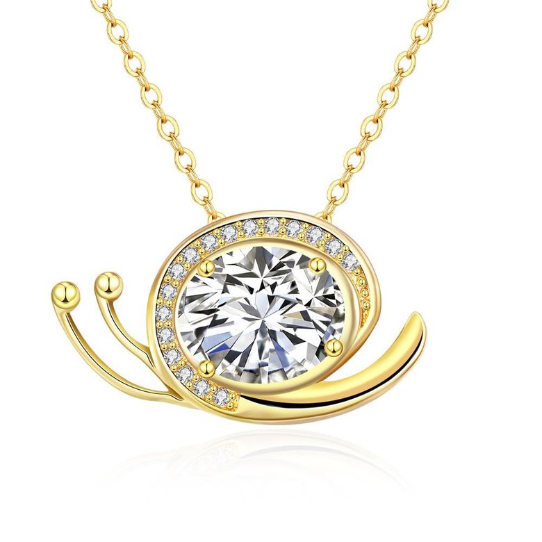 Wholesale Trendy temperament  cut zircon snail Necklace Pendant Gold Color Neck Chain For Women fine valentine's day gift Jewelry  TGGPN204