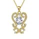 Wholesale Trendy 24K Gold Plated CZ heart Necklace temperament hollow flower necklace jewerly wholesale from China TGGPN210