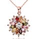 Wholesale Hot Sell rose Gold Color Necklaces Pendants with High Quality full pave colorful zircon Flower For Women fine Birthday Gift TGGPN223