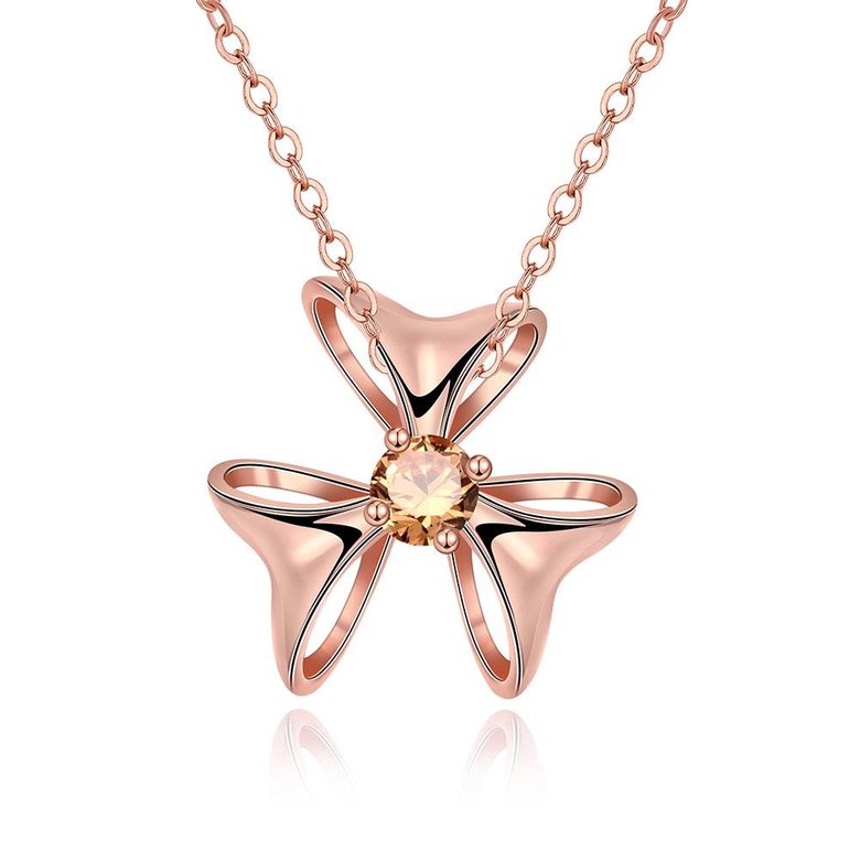 Wholesale Delicate flower Rose Gold CZ Necklace Fashion Pendants Flower Cluster Clear Crystal Zirconia Sweet Necklaces For Women Jewelry  TGGPN017