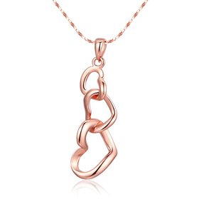 Wholesale Classic Rose Gold Heart to heart Necklace  Chain For Women patry Fashion Charm Jewelry TGGPN281