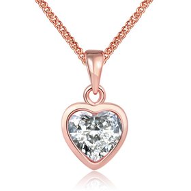 JapanKorea Hot Sell rose Gold crystal Necklace for women Girls Love Memory Heart Necklace Valentine's Day Gift Couple Jewelery