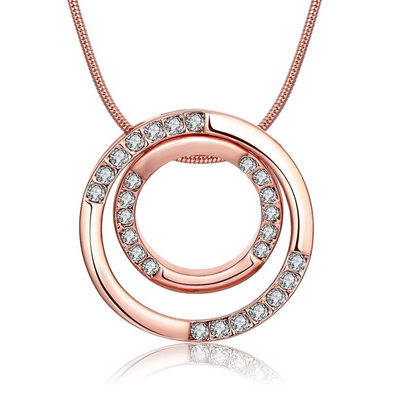 Wholesale Fashion Rose Gold Round Planet Zircon Necklace Pendant ...