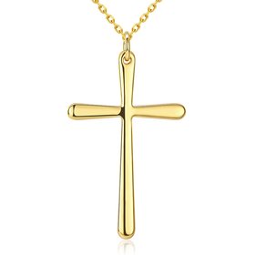 Wholesale Fashion Cross Pendants 24K Gold Color Jesus Cross Pendant Necklace For Men/Women Jewelry Dropshipping TGGPN332