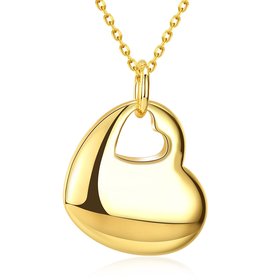 Wholesale JapanKorea Hot Sell 24K Gold Necklace for women Girls Love Memory Heart Necklace Valentine's Day Gift Couple Jewelery TGGPN026