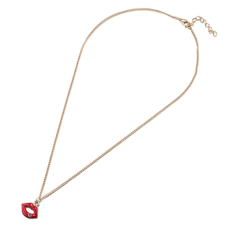 Wholesale Trendy Titanium Zinc Alloy Red Lips Pendant Necklace Sexy Jewelry Gold Color chains For Women Hip Hop Party Gifts TGGPN246