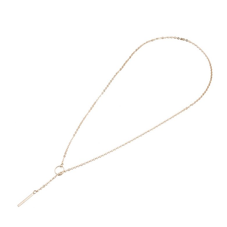 Wholesale Trendy Titanium Geometric Gold Zinc Alloy Necklace simple design circle dainty thin sparking chain ladies necklace  TGGPN255