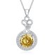 Wholesale Classic trendy Silver Round CZ Necklace delicate champagne crystal necklace jewelry TGSPN018