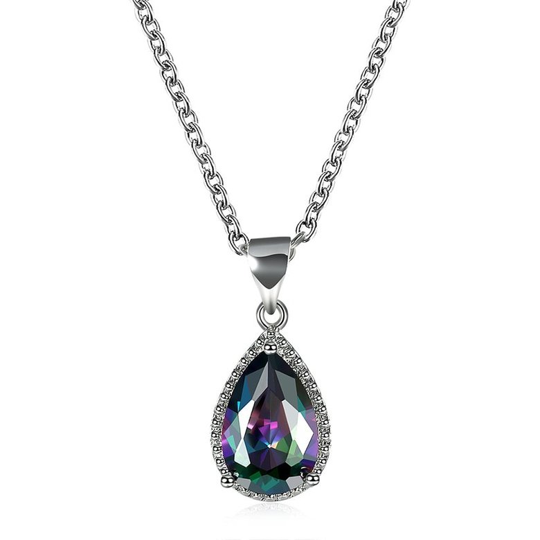 Wholesale Retro rhodium plated Water Drop CZ Necklace TGCZN004