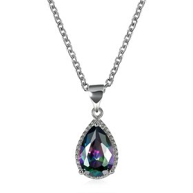 Wholesale Retro rhodium plated Water Drop CZ Necklace TGCZN004