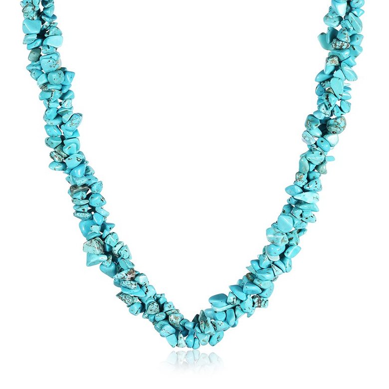 Wholesale Vintage Geometric Blue Crystal Necklace TGNSP058