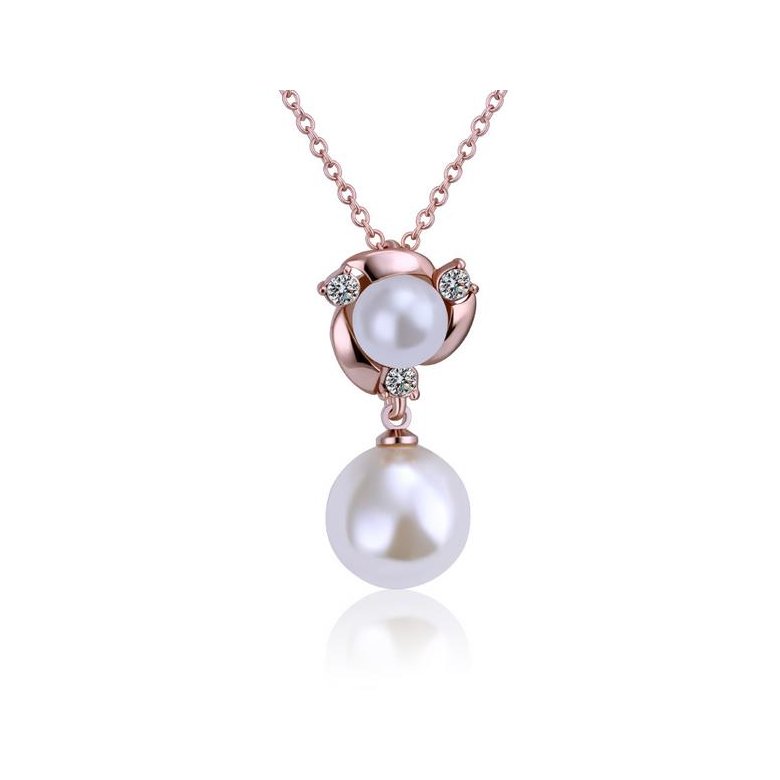 Wholesale Classic Rose Gold Plant Pearl Necklace TGPP060