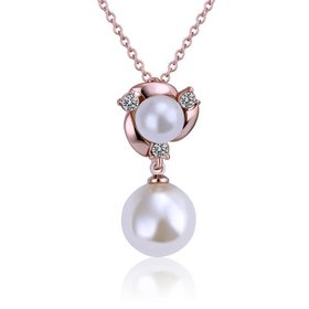 Wholesale Classic Rose Gold Plant Pearl Necklace TGPP060