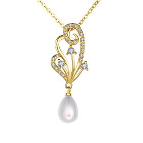 Wholesale Classic 24K Gold Bowknot Pearl Necklace TGPP054