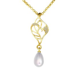 Wholesale Classic 24K Gold Plant Pearl Necklace TGPP055