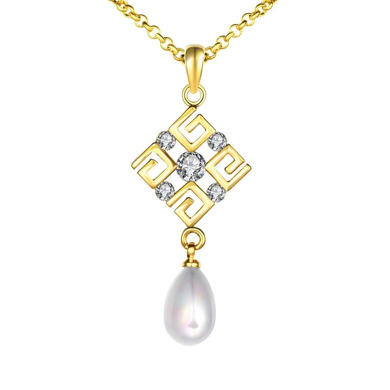 Wholesale Classic 24K Gold Geometric Pearl Necklace TGPP056