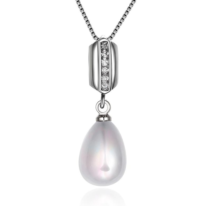Wholesale Romantic Platinum Water Drop Pearl Pendants TGPP043