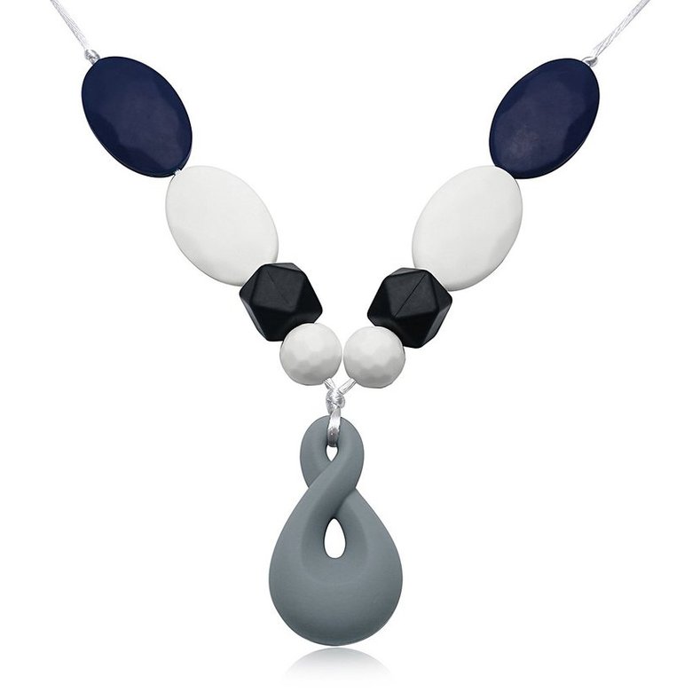 Wholesale Bohemia Grey Silicone Necklace TGSN040