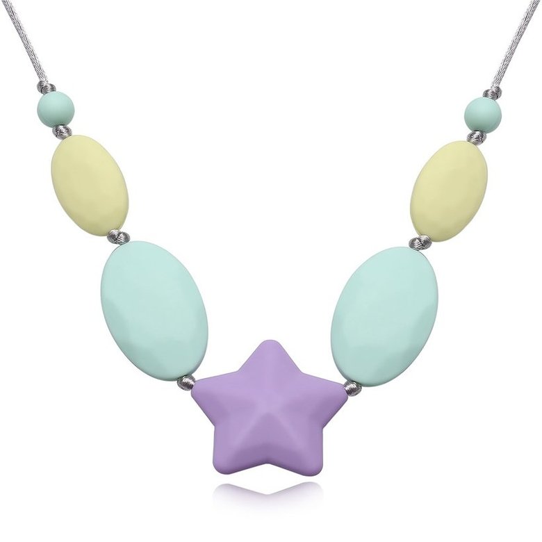 Wholesale Bohemia Purple Star Silicone Necklace TGSN047