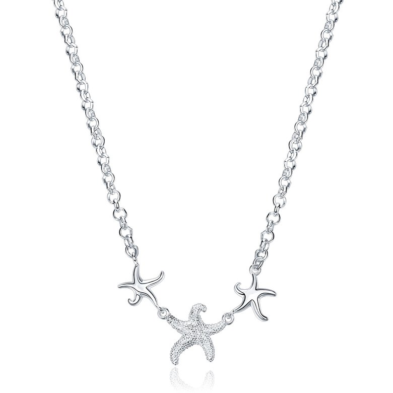 Wholesale Trendy Silver 3 Starfish Animal Necklace TGSPN535