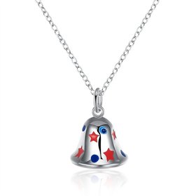 Wholesale Trendy Silver Colorful Small Bell NecklaceChristmas Gift TGSPN568