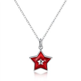 Wholesale Trendy Silver Red Star NecklaceChristmas Gift TGSPN579