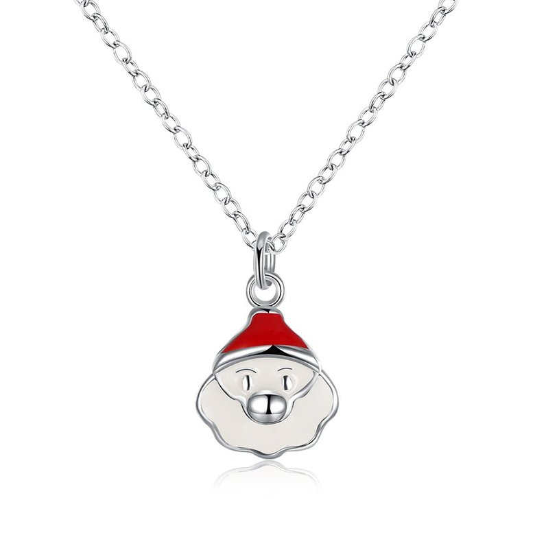 Wholesale Trendy Silver White Father Christmas Necklace Holiday Gift TGSPN614