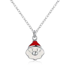 Wholesale Trendy Silver White Father Christmas Necklace Holiday Gift TGSPN614