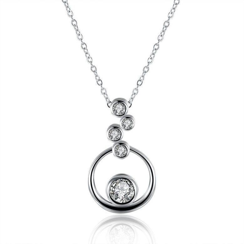 Wholesale Trendy Silver Round CZ Necklace TGSPN532