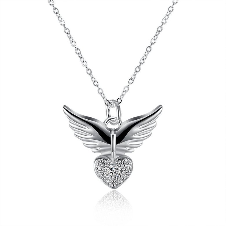Wholesale Trendy Silver Heart CZ Necklace TGSPN536