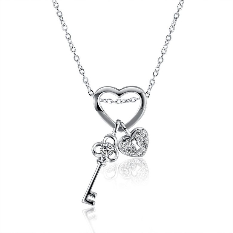 Wholesale Trendy Silver Key CZ Necklace TGSPN540