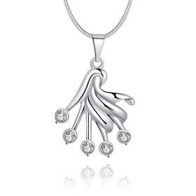 Wholesale Trendy Silver Fan Crystal Necklace TGSPN414