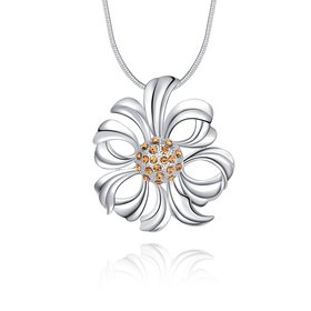 Wholesale Fashion Trendy Silver Hollow Flower Crystal Necklace TGSPN459